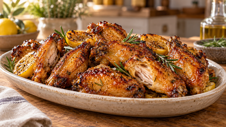 Alitas de pollo al horno con miel, limón y romero: crujientes y llenas de sabor
