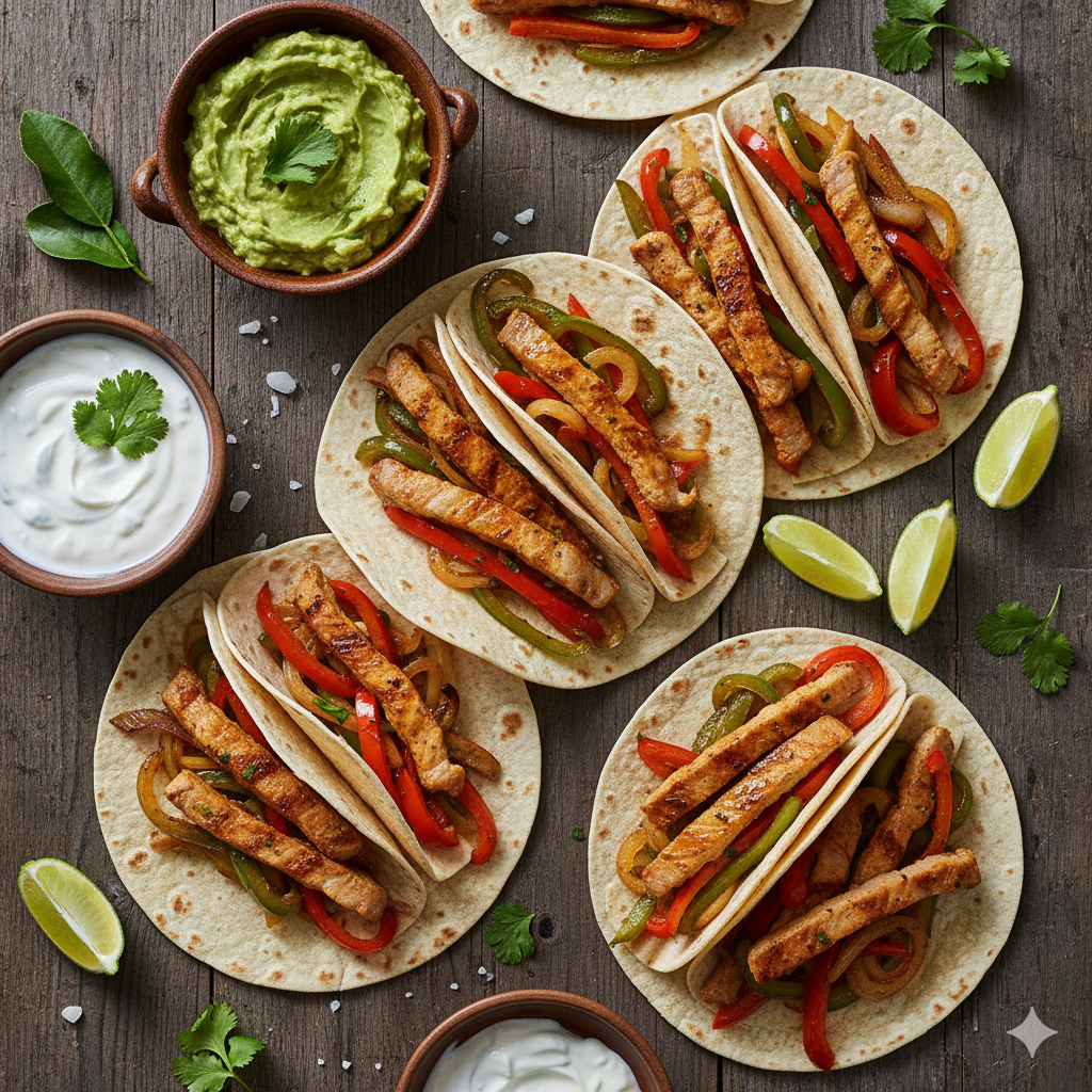 Fajitas de secreto ibérico marinado con lima y especias