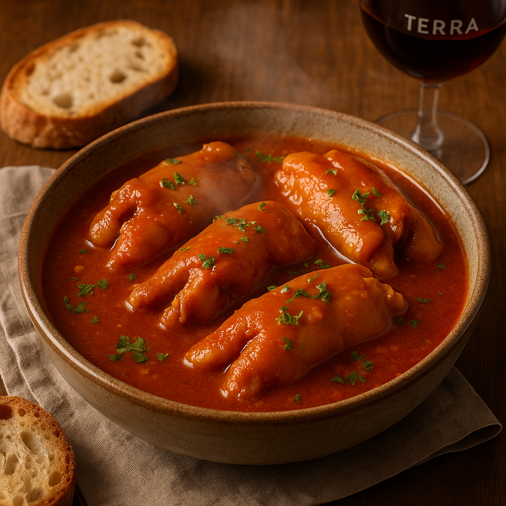 Manitas de cerdo en salsa tradicional: melosas y con gelatina perfecta