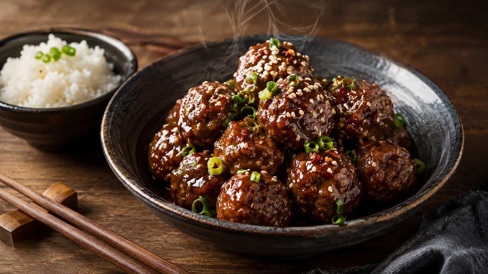 Albóndigas coreanas de ternera con salsa de soja y miel